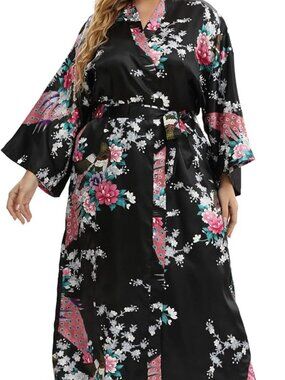 BRAND NEW Women's Floral Long Satin Robes Plus Size